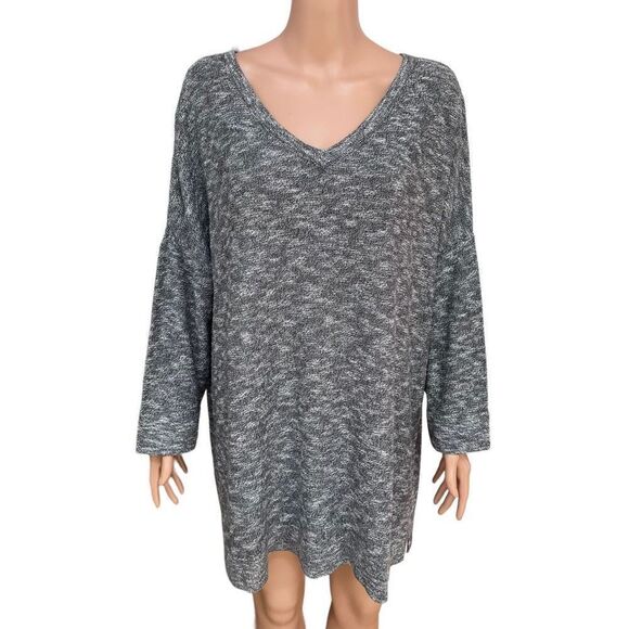 Sonoma grey/white marled 100% cotton tunic sweater v-neck size 3X - Picture 1 of 7